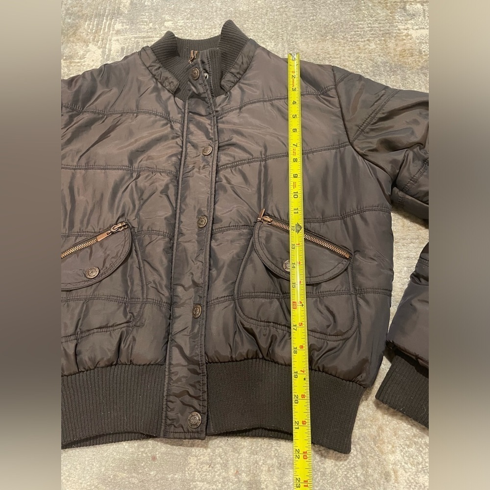 Giacca Winter Puffer Coat Jacket Size Large Goldish Brown Color No Hood Y2K - Picture 10 of 12